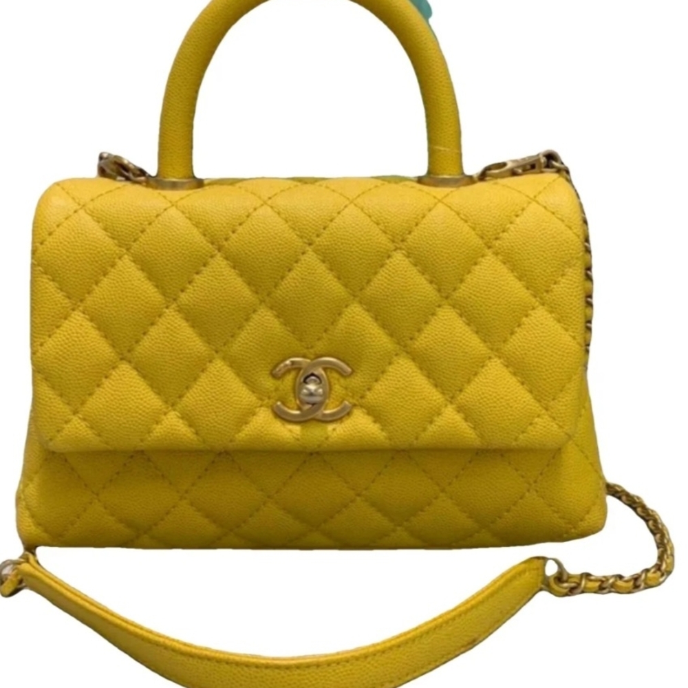 Chanel Yellow Quilted Handbag